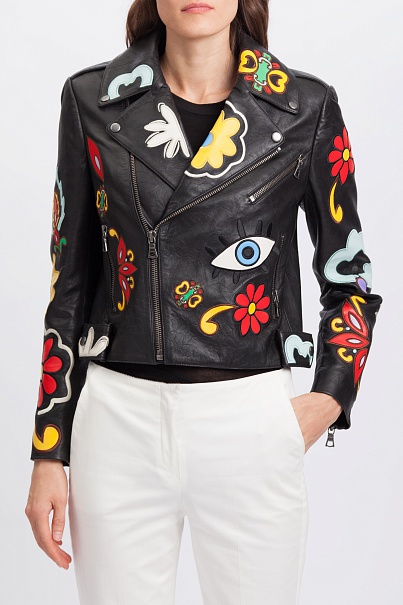 Куртка Alice + Olivia Floral Printed Biker Jacket